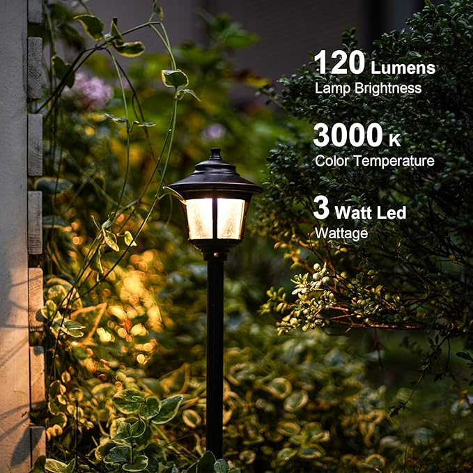GOODSMANN Low Voltage Landscape Lighting Oil Rubbed Bronze 2PK Path Lights Low Voltage 3W LED 120 Lumen 3000K Warm White with Cable Connectors