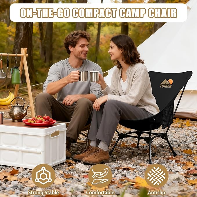 Ultralight Camping Chair Backpacking Chair Portable Camp Chair with Cup Holder &amp Storage Bag Lightweight Compact Folding Chair for Hiking Travel Picnic Mountaineering