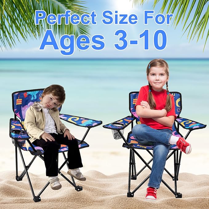 KABOER Kids Outdoor Folding Lawn and Camping Chair with Cup Holder and Carrying Bag Children's Camping Chairs