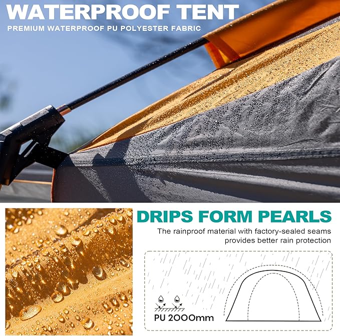 SUV Tent for CampingWaterproof PU2000mm Fits 5-8 PeopleSpacious Double Layer Design Includes Rainfly &amp Storage Bag 8FT L x 8FT W x 7.2FT H | for Camping Waterproof PU2000mm Spacious Double