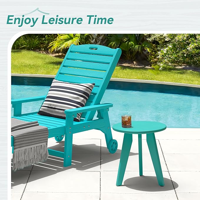 HDPS Outdoor Side Table Small Round Side Table Weather-Resistant Outdoor Side Tables for Patio Porch Deck End Table for Plant Stand Living Room Bedroom Turquoise