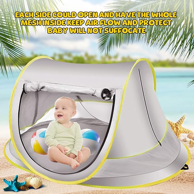 Baby Beach Tent Pop Up Waterproof UPF 50+ Beach Shelter Foldable Beach Accessories Breathable Portable Baby Garden Shade Outdoor Sunshade