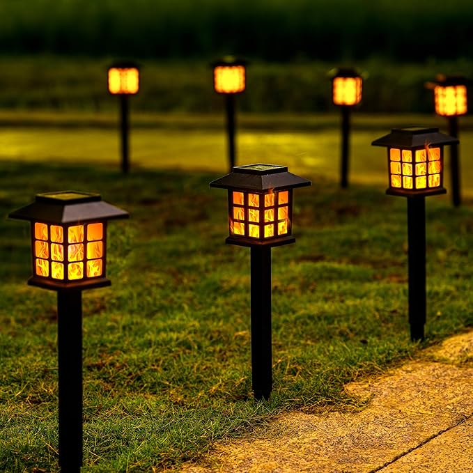 GIGALUMI Solar Lights for Outside16 Pack Flickering Flame LED Solar Outdoor Lights Waterproof Garden Light Maintain 10 Hours of Lighting for Christmas Garden Landscape Path Yard Patio