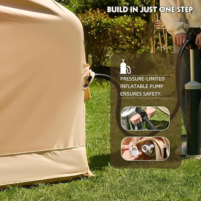 EROMMY 4/6/8/12 Person Inflatable Tent with Skylight 4 Season Blow Up Tents with Hand Pump for Outdoor Camping &amp Hiking Easy Set-up Windproof Sunproof Waterproof