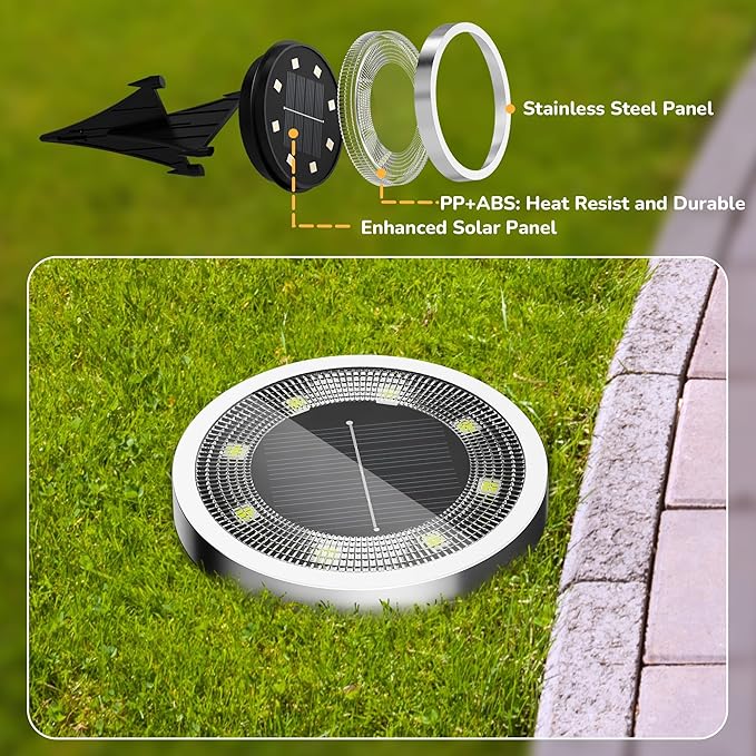 INCX Solar Ground Lights16 Pack Solar Lights Outdoor Waterproof Solar Garden Lights Landscape Lighting for Patio Pathway Lawn Yard Deck Driveway Walkway Cold White