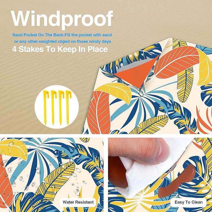 Beach Blanket Sandproof Waterproof Beach Mat Oversized 79 X 83 Inch for 4-6 Adults Lightweight Beach Blanket for Outdoor Travel Camping Hiking