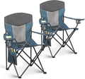 Outdoor Camping Chair 2-Pack with Mesh Back Folding Portable Lawn Chairs with Cup Holder &amp Side Storage Pocket for Camping Beach Picnic Fishing(Blue)