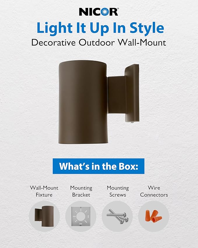 NICOR Lighting 7 inch Decorative Bronze Wall Mount Down Light (50101BA)