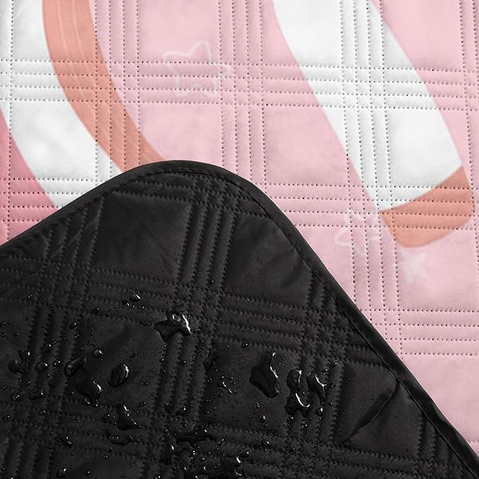 Outdoor Picnic BlanketPortable Sandproof Waterproof Picnic MatPink Unicorns Printed Camping Beach Mat for Sand and Wet Grass Hiking (Pink Unicorns S)