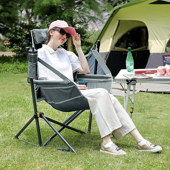 TIMBER RIDGE Hammock Camping Chair with Adjustable Backrest Heavy Duty Folding Hammock Chair Supports 300lbs Portable Hammock Chair for Camping Travelling and Patio Grey 2 Pack