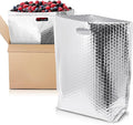 APQ Insulated Foil Bag With Handles 11 x 8.5 x 5.5 Inches. 10 Pack Thermal Bags for Frozen Food. Metallized Foil Box Liners With Bubble Cushion. Shipping Bags for Food Cosmetics