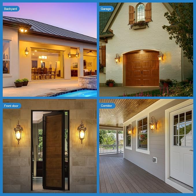 Outdoor Wall Lights Waterproof Aluminum Porch Wall Light for Outside House Patio Yard Garden Gold Gooseneck Exterior Wall Sconce Hardwired Outdoor Acorn Shape Lantern Water Ripple Glass 2pack