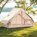 Inflatable Camping Tent with Hand Pump Waterproof Outdoor Blow up Tent 2-8 Person Oxford 4 Season Glamping Air Tent Cabin House with Mesh Windows &amp Door