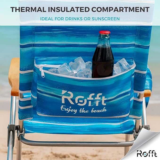 Beach Chair 17 Seat Height 7-Position Reclining Heavy Duty Folding with Backpack Straps Cup Holders and Back Cooler Storage High Back for Seniors