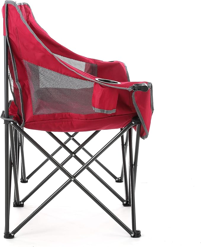 ARROWHEAD OUTDOOR Portable Folding Double Duo Camping Chair Loveseat w/ 2 Cup &amp Wine Glass Holder Carrying Bag Supports up to 500lbs
