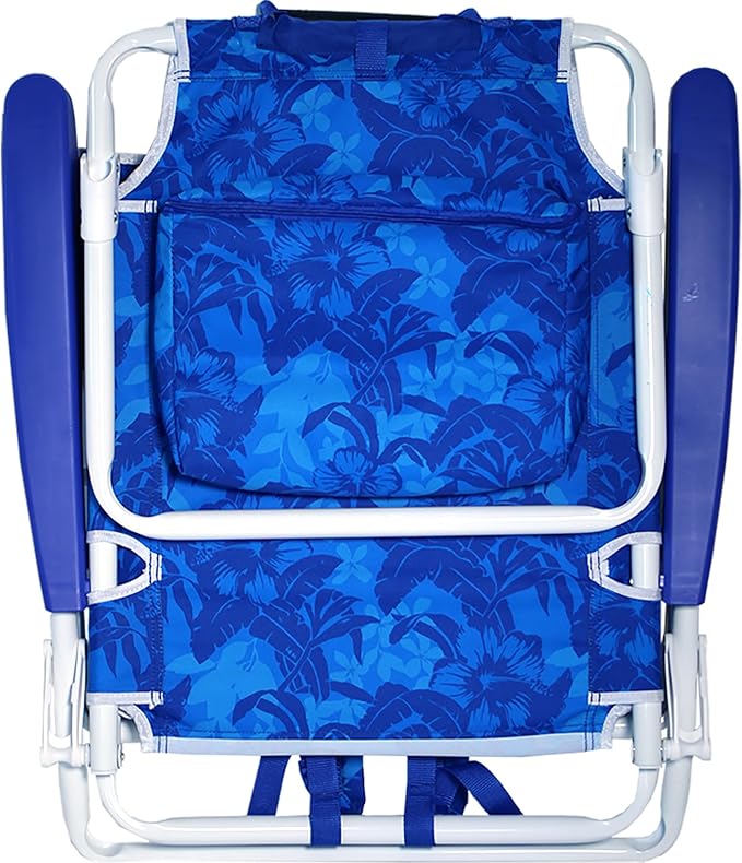 Nautica - Beach Chair Five Position Backpack Chair Portable &amp Adjustable with Padded Pillow and Cup Holders (Hibiscus Jungle)