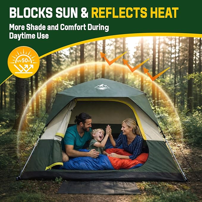 Tent 4 Person Tents for Camping - Instant Cabin Tent Setup in 50 Seconds with Rainfly &amp Windproof Portable Pop Up Tents with Carry Bag for Family Outdoor Camping &amp Hiking