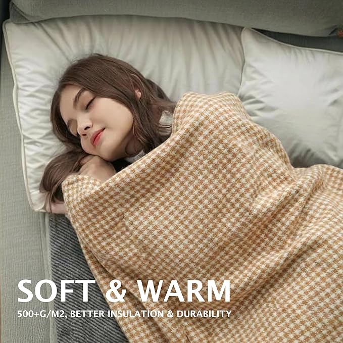 PuTian Merino Wool Camp Blanket - 36 x 63 Great for Bed Couch Camping Outdoors Travel Emergency -Large Warm Soft Washable Wool Throw