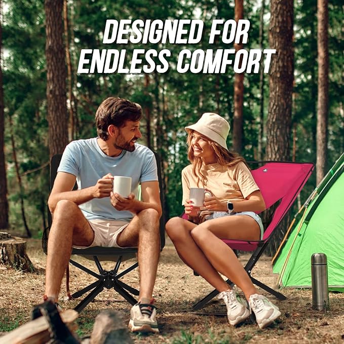 Adjustable Portable Camping Chair RiseLite Lightweight Compact Folding Chair for Adults Collapsible Camp Chairs That Folds Up Small Easy Carry for Travel Outdoor Sports Backpacking Hiking