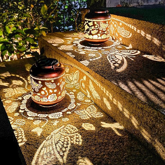Butterfly Solar Lanterns Outdoor Waterproof Hanging Solar Lights Butterfly Gifts for Women Men Metal Decorative LED Butterflies Lanterns for Yard Patio Lawn Tabletop Landscape Pathway Garden Decor