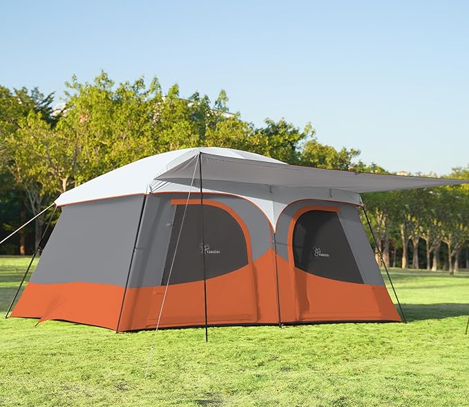 Vidalido Tents8-10 Person Camping Tent with Extended Vestibule2 Room Weather Resistant Family TentsEasy Install Waterproof Outdoor Tent for Camping Hiking