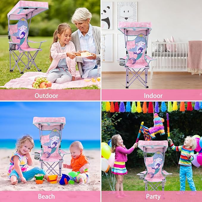 KABOER Kids Outdoor Folding Lawn and Camping Chair with Cup Holder and Carrying Bag Children's Camping Chairs