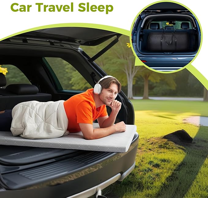 Cooling Foam Camping Mattress for Hot SleeperWaterproof Sleeping Pad with Carry BagRoll Up Cot Mattress Topper for Summer Camping BedHikingCarPortable(75 x 30 x 2 inches)