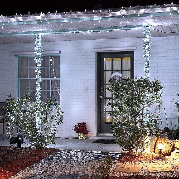 JMEXSUSS 800 LED White Christmas Lights Outdoor 272ft 8 Modes Christmas Tree Lights Green Wire Waterproof Led Christmas String Lights for Outside Indoor Xmas Party Tree Decor
