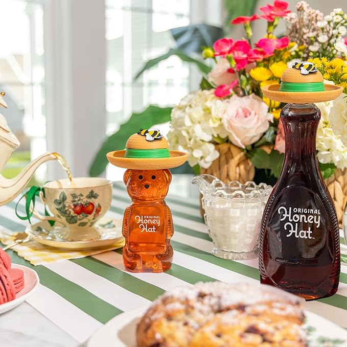 The Gardener Patented Drip-Catching Lid Replacement for Honey Bear Bottles &amp Table Syrup Bottles/No Mess Kitchen Gadget/Honey &amp Table Syrup Bottle Topper/Made in USA