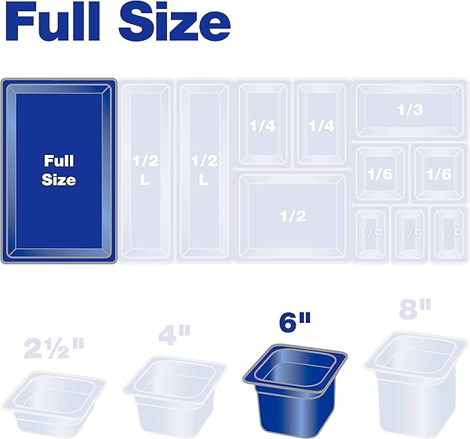 Carlisle FoodService Products Storplus Full-Size Plastic Food Pan for Catering Buffets and Restaurants Polycarbonate 6 Inches Deep Clear (Pack of 6)