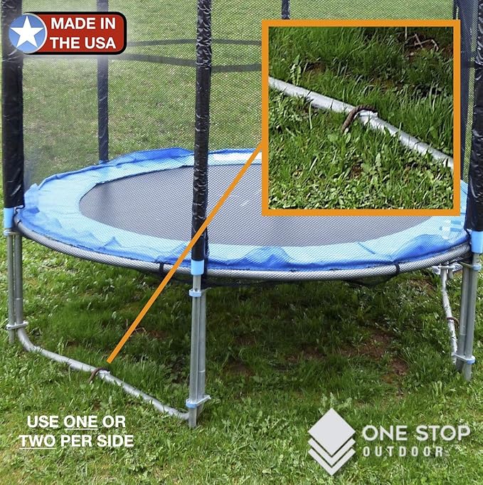 One Stop Outdoor USA Made - (10-Piece Set) Trampoline Wind Stakes 0.375 Inch Heavy Duty Stake Safety Ground Anchor Non-Galvanized Steel Rebar Wind Stakes