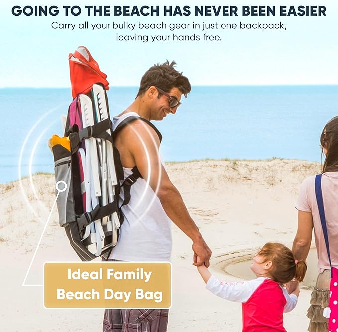 Folding Chair Carrying Bag - Large Beach Chair Backpack -Beach Accessories Must Haves - Beach Chair Carrying Bag - 2025 Version Reinforced and Stronger Zippers