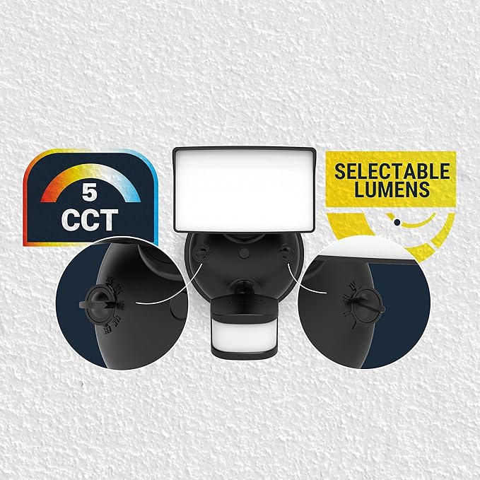 HALO Next Gen Solar-Powered LED Security Floodlight 3 Head w/Motion Sensing Dusk to Dawn Adjustable Brightness - White