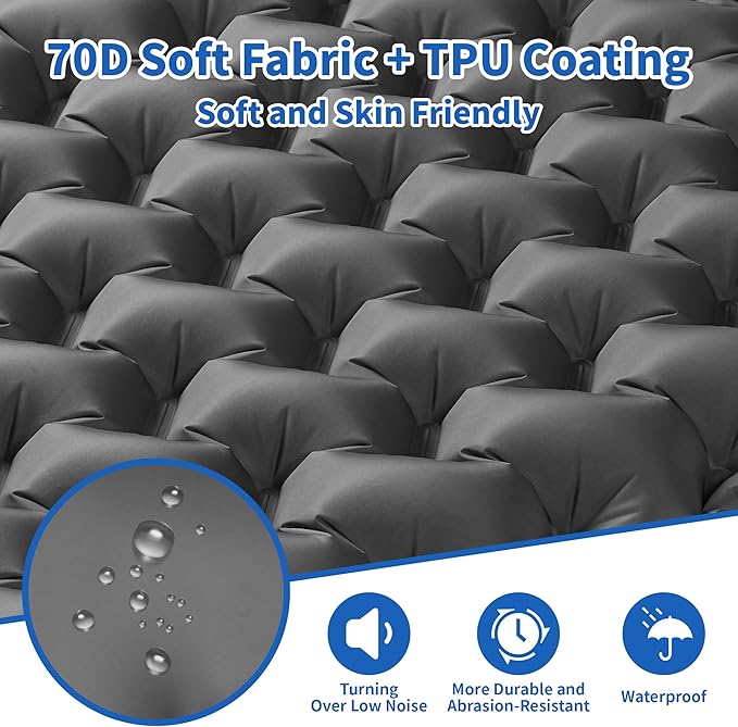 Sleeping Pad for Camping - 4” Thick Inflatable Camping Mat with Built-in Pump &amp Pillow Ultralight Self Inflating Camping pad Backpacking Sleeping Mat for Hiking Tent Traveling