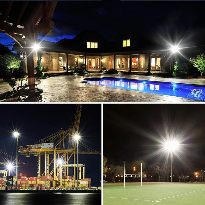 200W LED Flood Light 28000LM Super Bright Outdoor Security Lights 2 Heads Adjustable with Wider Lighting Angle6000K Daylight White IP66 Waterproof for Garage Garden Yard Parking Lot