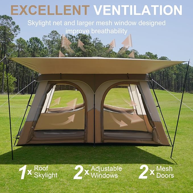 Vidalido Tents6-8 Person Camping Tent with Extended Vestibule2 Room Weather Resistant Family TentsEasy Install Waterproof Outdoor Tent for Backpacking and Camping Hiking