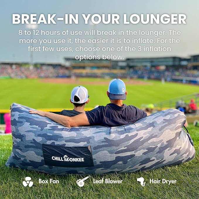 Portable Inflatable Lounger for Beach &amp Camping – Self-Inflating Air Couch Beach Sofa and Outdoor Lounge Chair for Relaxation and Comfort