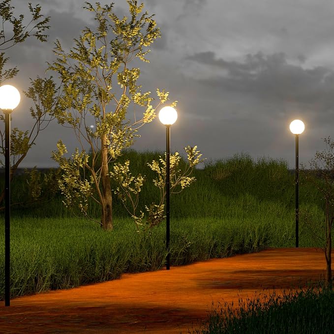 Modern Outdoor Post Lights Globe Street Pole Lights Outdoor for Yard 3000K IP65 Waterproof Heavy-Duty Aluminum Post Lamp Lighting for Garden Driveway (E26 LED Bulbs Included)