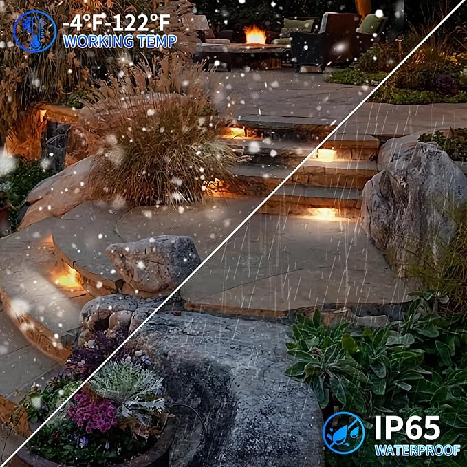 8-Packs 5W 12 Inch LED Hardscape Paver Lighting12V AC/DC Low Voltage Retaining Wall LightsLED Landscape Lighting2700K Soft White Outdoor Step Light50000 Hours Lifespan-Black