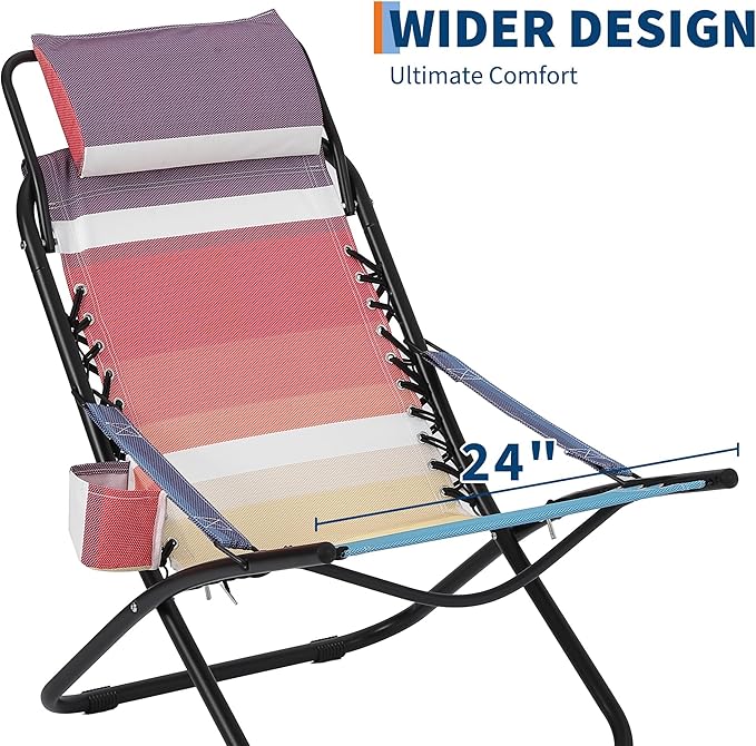 Folding Camping Chair with Head Support Stable Portable Compact Beach Chair Lawn Chairs Folding for Outdoor Camp Travel Picnic Festival Hiking Backpacking