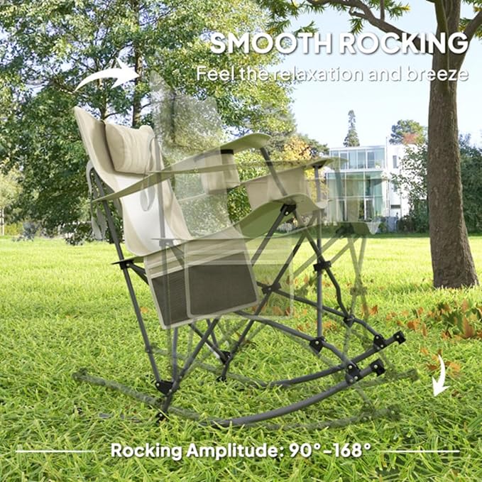 2 Pack Outdoor Portable Lawn Chairs Folding Camping Chairs with Cup Holder and Cushion for Outdoor Beach Sports Hiking Creamy White