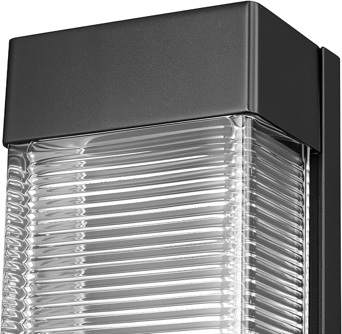 Globe Electric 16W LED Integrated Matte Black Outdoor Wall Sconce with Ribbed Glass