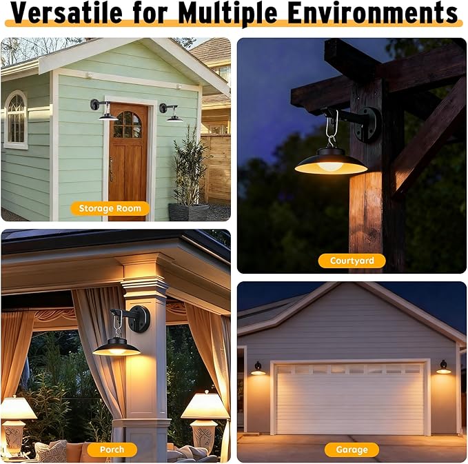 200lm Solar Barn Lights Outdoor with 3 Lighting Modes &amp Motion Sensor No Wiring Needed Solar Wall Lights Outdoor Waterproof Farmhouse Exterior Wall Sconce Outdoor Light Fixtures for Garage(2 P