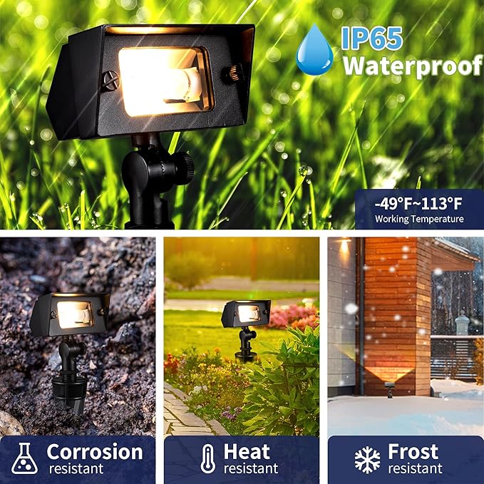 Gardenreet Low Voltage LED Flood Light - Solid Brass 12V Wall Wash Light Outdoor Landscape Hardwired IP65 Waterproof Wide Beam Black for Yard Tree House with 2700K Warm White 3W 270LM G4 Bulb 4 Pack