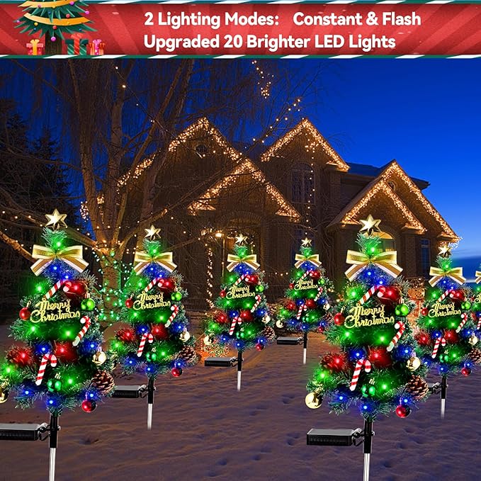 Solar Christmas Decorations OutdoorDEIDOULU Solar Christmas Tree 2 Pack 40 Led Light 2 Modes Outdoor Xmas Tree Light décor Pathway Lights Patio Yard