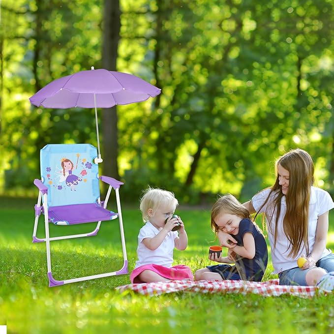 PLULON Kids Beach Chair with Umbrella Folding Lawn and Camping Chair with Summer Shade for Beach Pool Travel and Outdoor (for 1-5 Years Old)