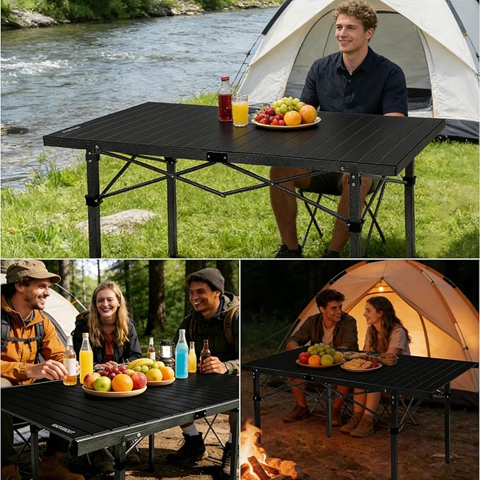 29.9 Tall Folding Camping Table for 2-6 Person 54.7 Large Aluminum Foldable Table Outdoor with Carry Bag