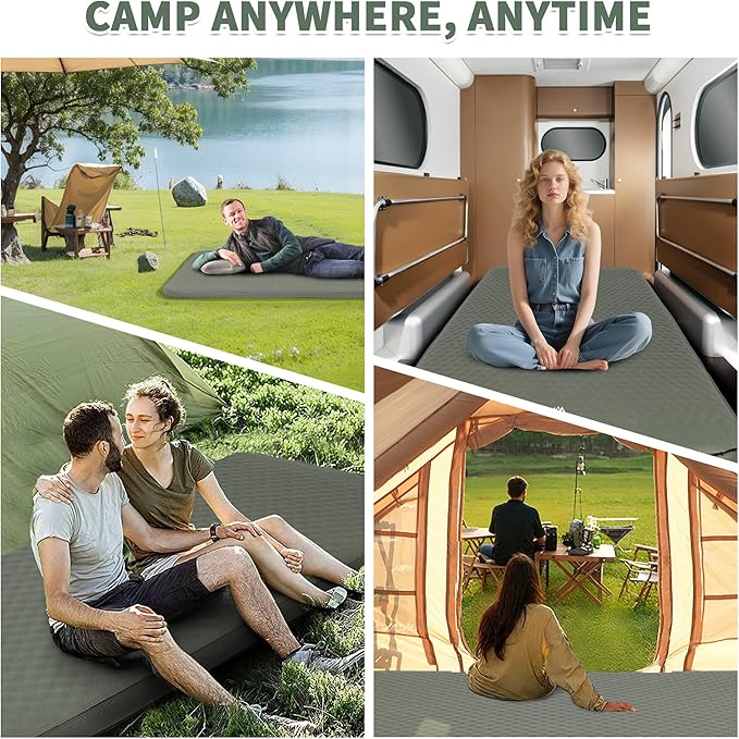 Self Inflating Sleeping Pad with Electric Pump 4 Ultra-Thick Memory Foam Camping Pad 40s Fast Inflating Camping Mattress Pad 4-Season Insulated Camp Sleeping Mat for Outdoor/Travel/Tent (Single)
