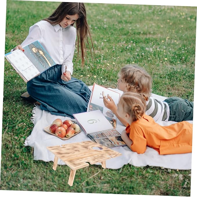 Totority Boho Folding Picnic Table Portable Outdoor Table Folding Camping Desk for Travel