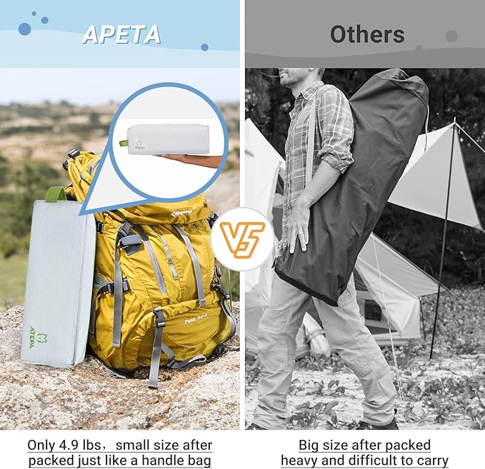 ATEPA Camping Cots for Adults with Carry Bag &amp Storage Bag Portable Bed Folding Cot Most Comfortable for Hiking Backpacking Car Camping Travel Home Office Nap Lightgrey